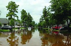 A view down a Coles Crossing street during the flood