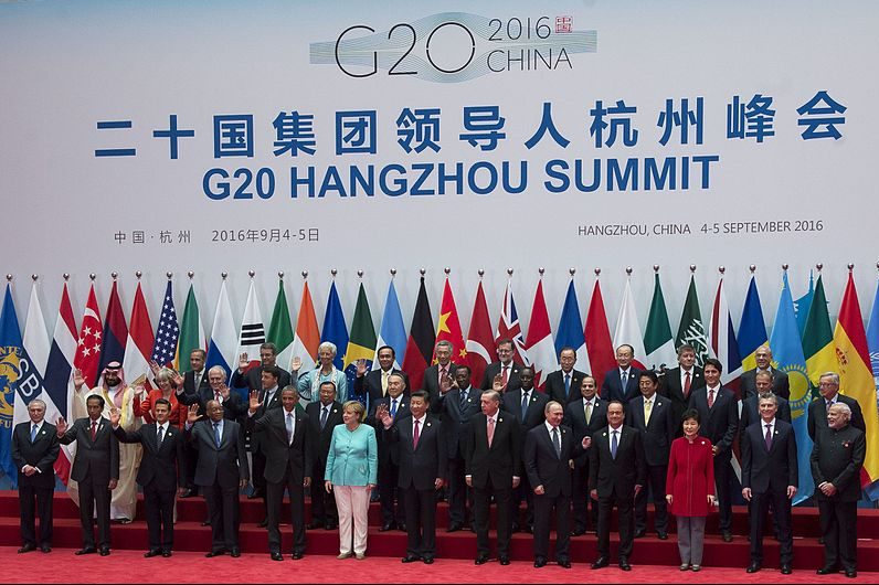 The world leaders participating in the 2016 G20 Summit in Hangzhou, China.