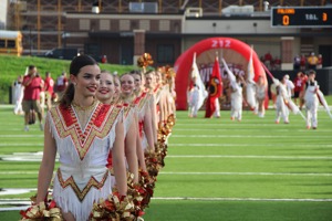 Cadettes in their lines before the game. 