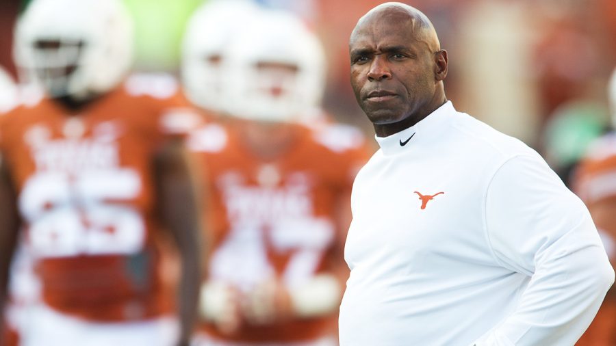 Charlie Strong coaching the longhrons during his time as head coach.