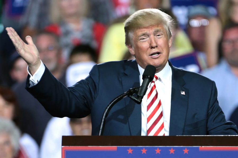 President Elect Trump addressing a crowd.