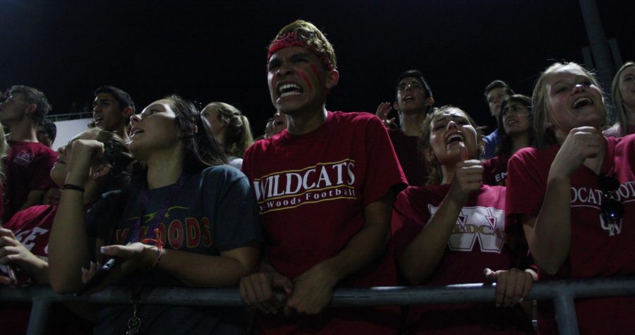 Senior Andrew Aguilar cheers at the Ridge game.