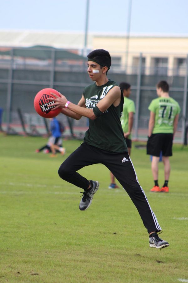 Junior Sebastian Aguirre during the 2018 HOPE Kickball Tournament.