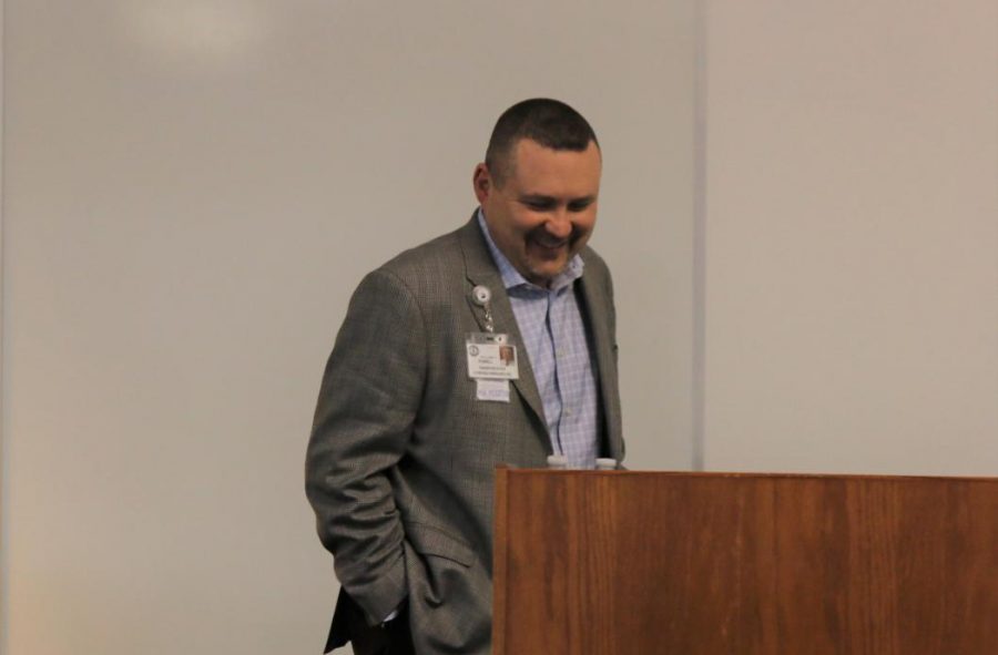 CFISD Director of Transportation Bill Powells as he steps up to the podium before his first press conference.