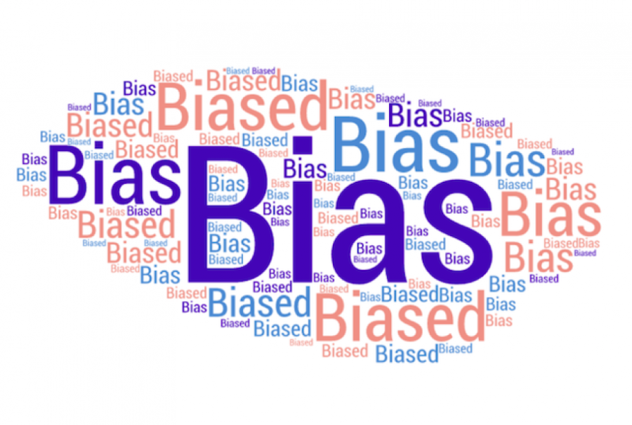 A graphic of the word bias continuously repeated.