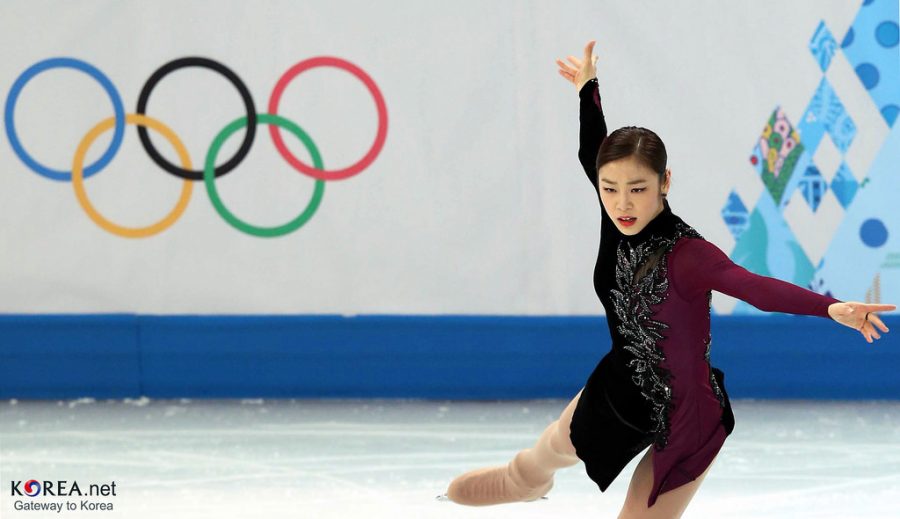 Former Olympic figure skater, Kim Yuna, performing her short program at the 2014 Olympic Winter Games in Sochi