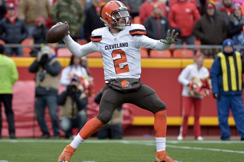 Johnny Manziel playing for the Cleveland Browns.