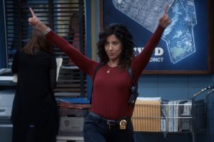 One of the main characters, Rosa Diaz, played by Stephanie Beatriz.