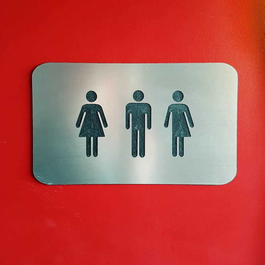 A label for a public transgender bathroom facility 
