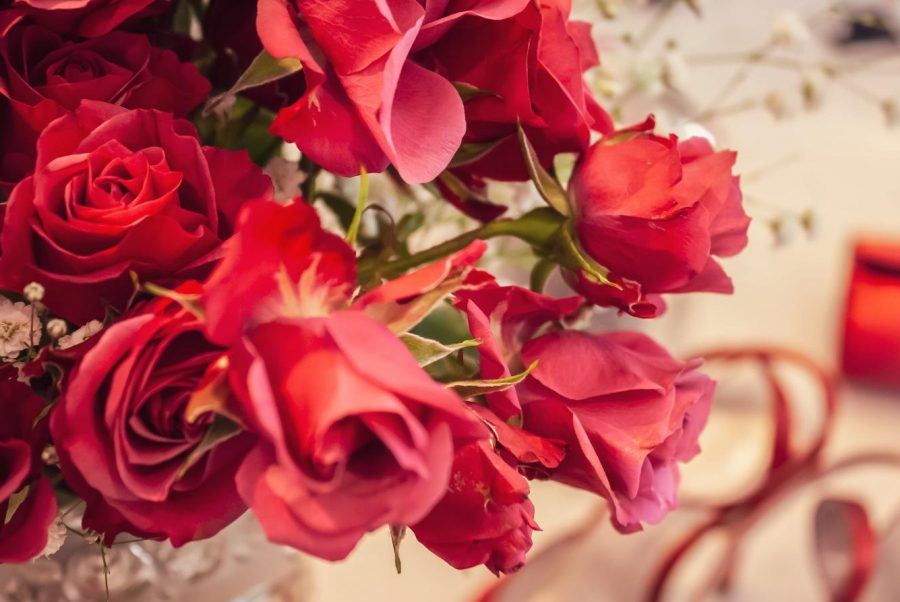 Prom bouquet with red roses