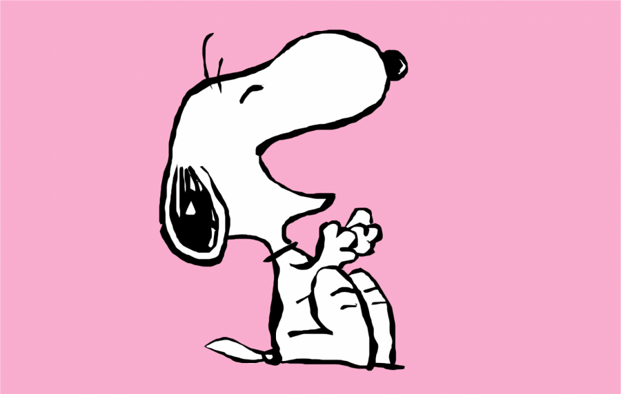 Laughing Snoopy graphic.