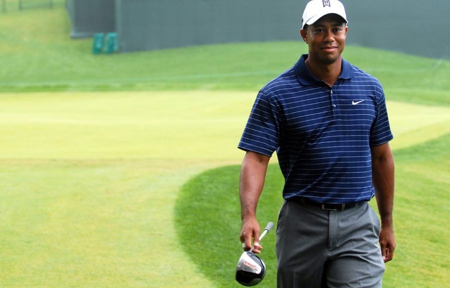 Tiger walking to next hole at PGA Tour.