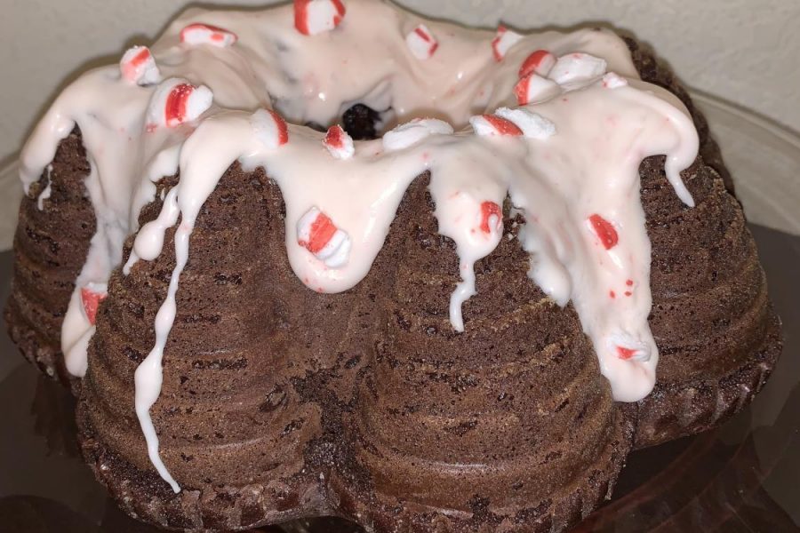 The+chocolate+peppermint+bundt+cake%2C+freshly+iced+and+ready+to+serve.