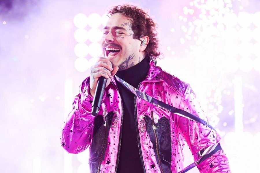 Post Malone preforming at Dick Clarks New Years Rockin Eve With Ryan Seacrest 2020.