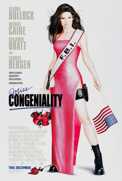 Movie poster for Miss Congeniality, starring Sandra Bullock.